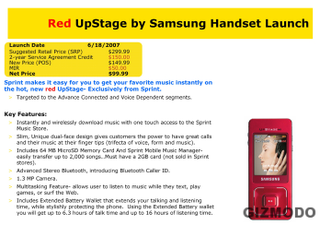 Illustration for article titled Unconfirmed: Red Sprint Samsung Upstage June 18